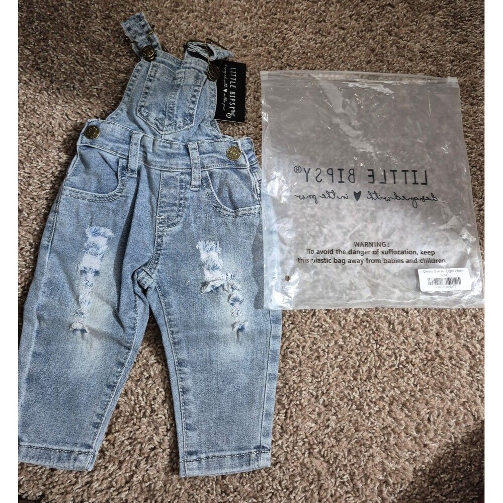Little bipsy overalls size 0-3 new with tags - light wash